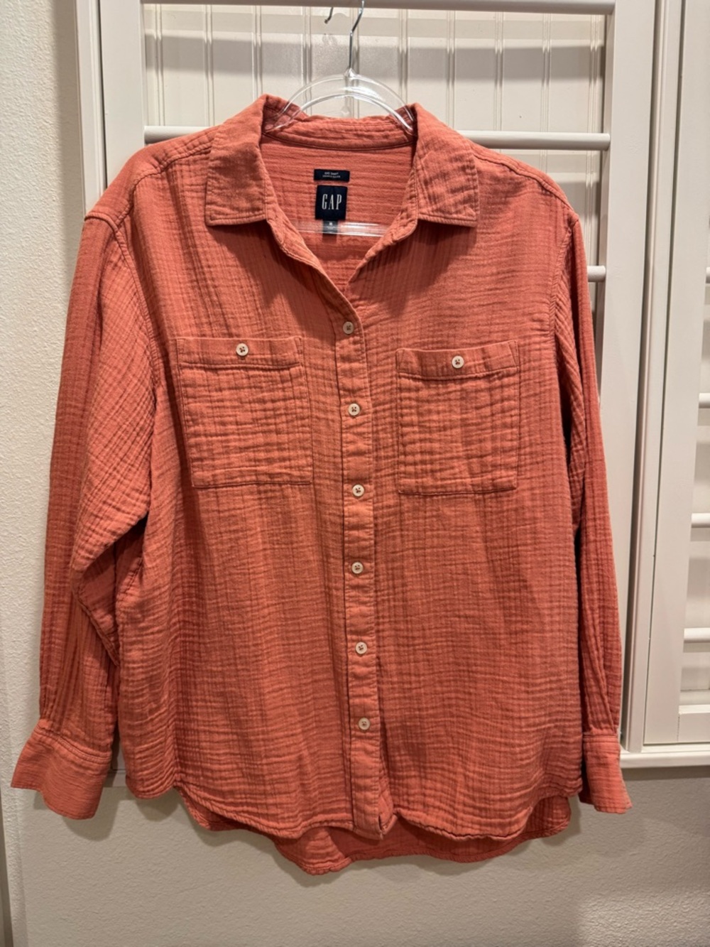 GAP Men's Button-Down Shirt in Coral